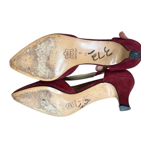 Bally Red Suede Cutout Pumps with Knot Detail Kitten Heel Shoes Women’s 7 M - Picture 9 of 9